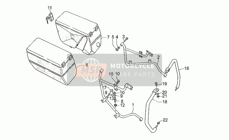 Moto Guzzi V 50 III Pol.-PA VechioTipo 500 1988 Saddlebags, Pair for a 1988 Moto Guzzi V 50 III Pol.-PA VechioTipo 500