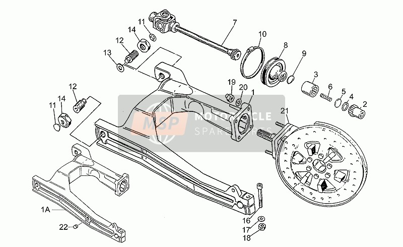 Moto Guzzi V 50 PA 500 2001 Bras oscillant pour un 2001 Moto Guzzi V 50 PA 500