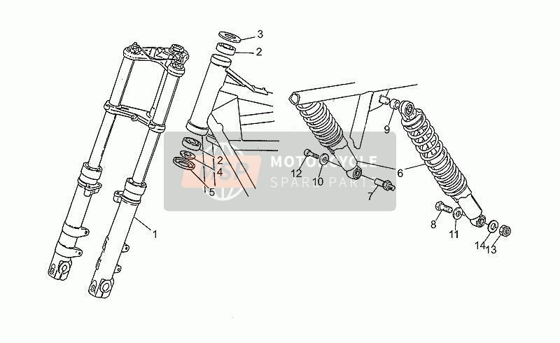 Moto Guzzi V 50 PA 500 2000 Stoßdämpfer vorne/hinten für ein 2000 Moto Guzzi V 50 PA 500