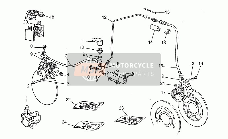 Moto Guzzi V 65 Polizia-PA NuovoTipo 650 1993 Pinza de freno para un 1993 Moto Guzzi V 65 Polizia-PA NuovoTipo 650