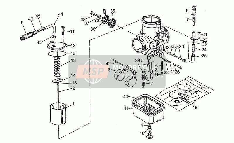 Moto Guzzi V 75 PA Nuovo Tipo 750 1998 Carburettor for a 1998 Moto Guzzi V 75 PA Nuovo Tipo 750