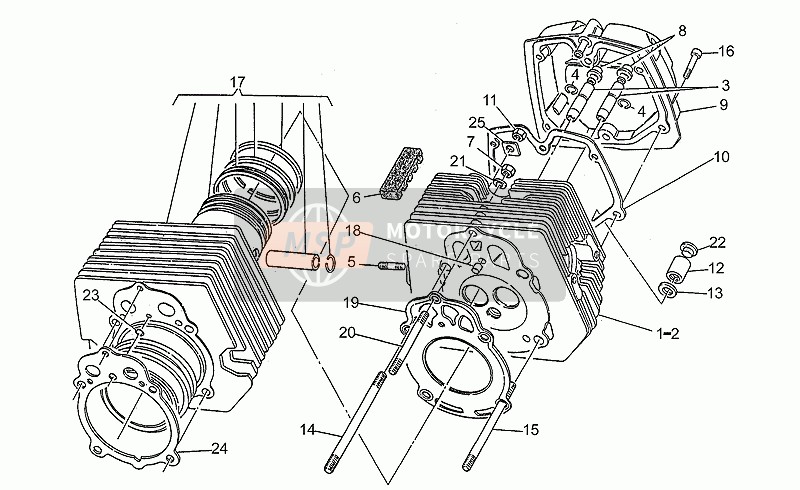 Moto Guzzi V 75 PA Nuovo Tipo 750 1997 Cabeza de cilindro para un 1997 Moto Guzzi V 75 PA Nuovo Tipo 750