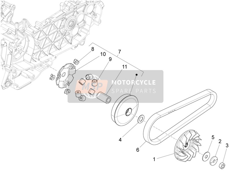 Vespa 125 4T 3V ie Primavera 2013 Polea impulsora para un 2013 Vespa 125 4T 3V ie Primavera