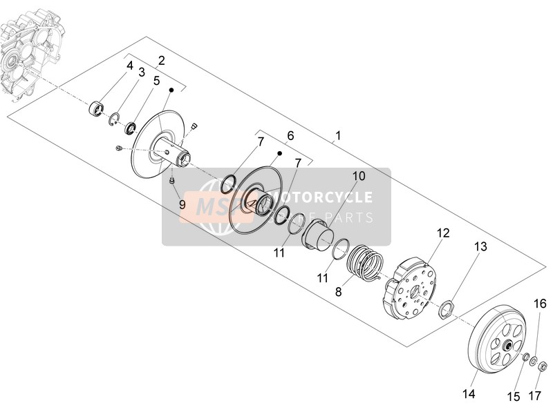 Vespa 125 4T 3V ie Primavera 2013 Polea conducida para un 2013 Vespa 125 4T 3V ie Primavera