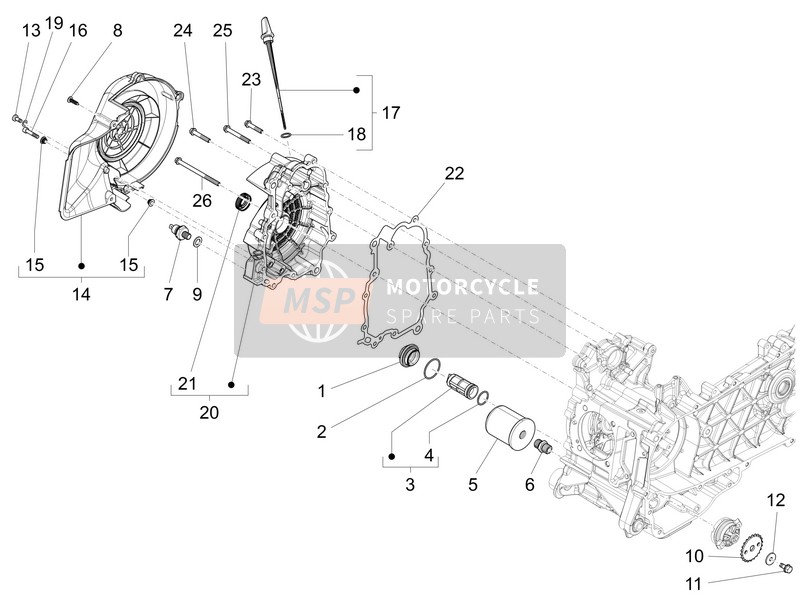 Vespa 125 4T 3V ie Primavera 2013 Cubierta de los imanes del volante - Filtro de aceite para un 2013 Vespa 125 4T 3V ie Primavera