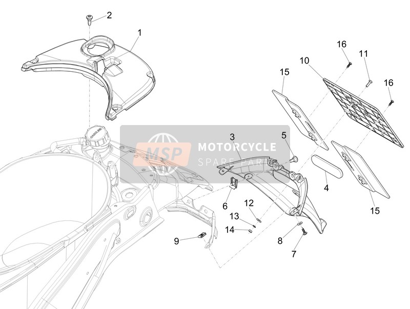 Vespa 125 4T 3V ie Primavera 2014 Abdeckung hinten - Spritzschutz für ein 2014 Vespa 125 4T 3V ie Primavera