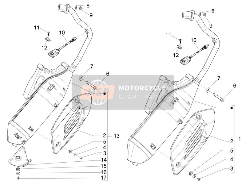 Vespa 125 4T 3V ie Primavera (Vietnam) 2014 Schalldämpfer für ein 2014 Vespa 125 4T 3V ie Primavera (Vietnam)