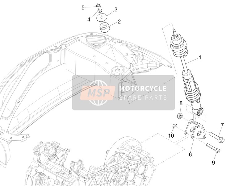 Vespa 125 4T 3V ie Primavera (Vietnam) 2014 Suspensión trasera - Amortiguador/s para un 2014 Vespa 125 4T 3V ie Primavera (Vietnam)