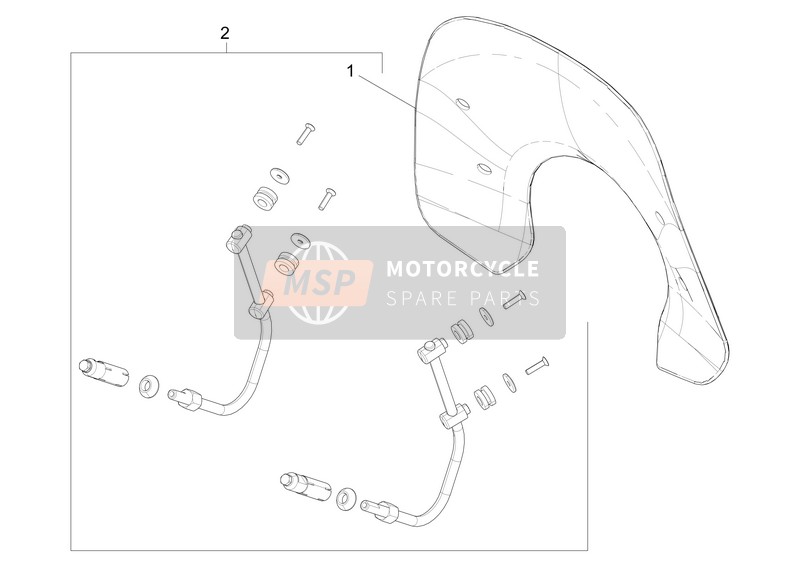 Vespa 150 4T 3V ie Primavera 2014 Windshield - Glass for a 2014 Vespa 150 4T 3V ie Primavera