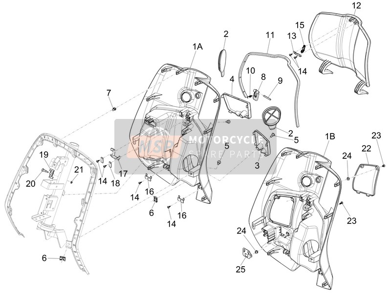 Vespa 150 4T 3V ie Primavera 2014 Gant avant-Boîte - Le genou-Panneau de garde pour un 2014 Vespa 150 4T 3V ie Primavera