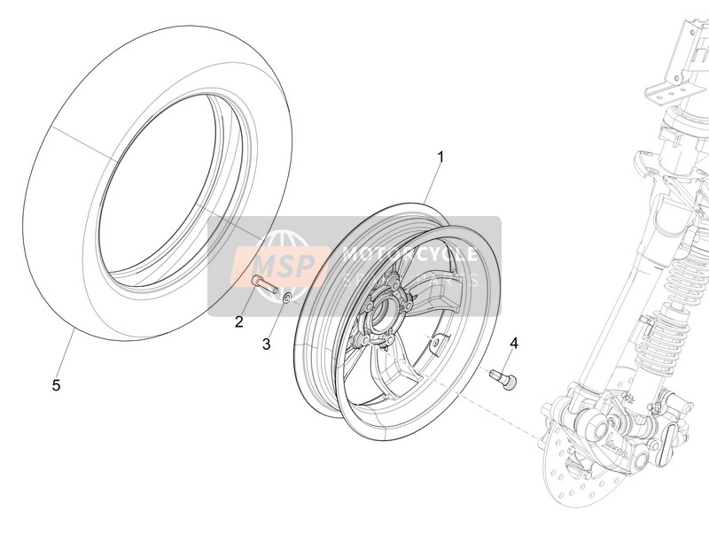 Vespa 150 4T 3V ie Primavera 2014 Roue avant pour un 2014 Vespa 150 4T 3V ie Primavera