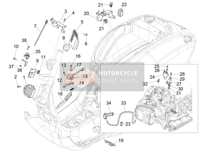 Vespa 150 4T 3V ie Primavera 2015 Spannungsregler - Elektronische Steuereinheiten (ECU) - Zündspule für ein 2015 Vespa 150 4T 3V ie Primavera