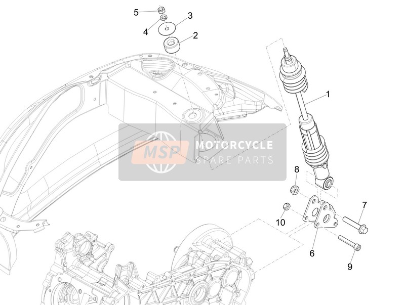 Vespa 150 4T 3V ie Primavera (China) 2015 Rear Suspension - Shock Absorber/s for a 2015 Vespa 150 4T 3V ie Primavera (China)