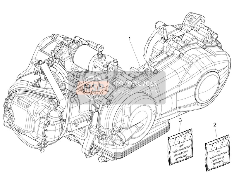 Vespa 150 Sprint 4T 3V ie 2015 Motor, Assemblage voor een 2015 Vespa 150 Sprint 4T 3V ie