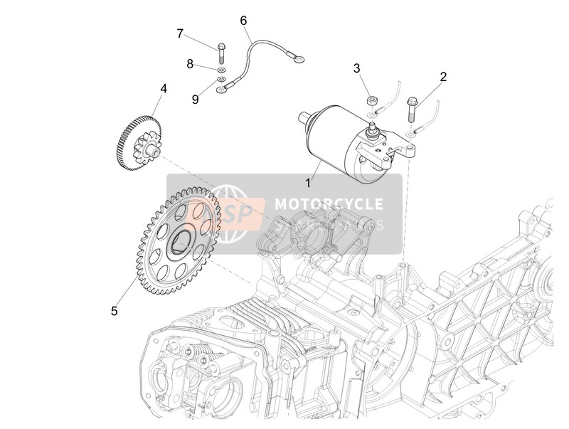 Vespa 150 Sprint 4T 3V ie 2015 Starter - Elektrische starter voor een 2015 Vespa 150 Sprint 4T 3V ie