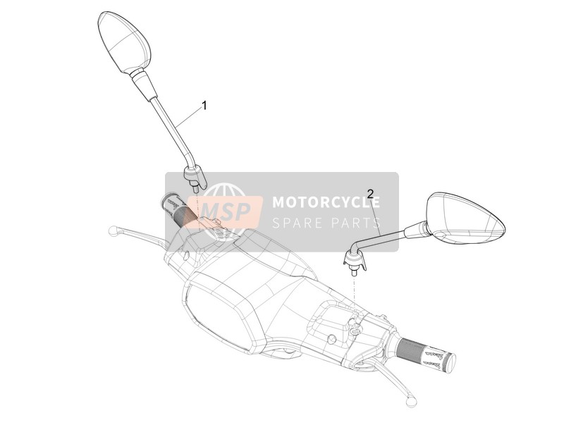 Vespa 150 Sprint 4T 3V ie 2015 Rückspiegel für ein 2015 Vespa 150 Sprint 4T 3V ie