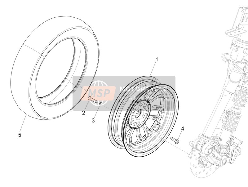 1C001634, Roue Avant  (3.00X12"), Piaggio, 0