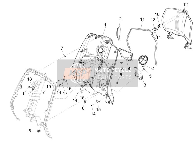 Vespa 150 Sprint 4T 3V ie (China) 2015 Handschuhfach vorne - Knieschutz für ein 2015 Vespa 150 Sprint 4T 3V ie (China)