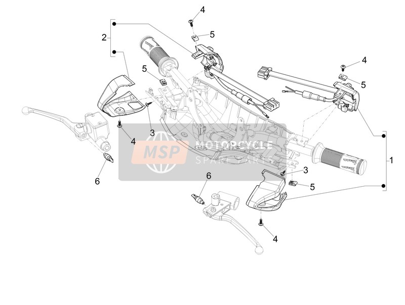 Vespa 150 Sprint 4T 3V ie (China) 2015 Selectoren - Schakelaars - Toetsen voor een 2015 Vespa 150 Sprint 4T 3V ie (China)