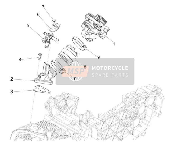 Vespa 150 Sprint 4T 3V ie (USA) 2014 Throttle Body - Injector - Union Pipe for a 2014 Vespa 150 Sprint 4T 3V ie (USA)