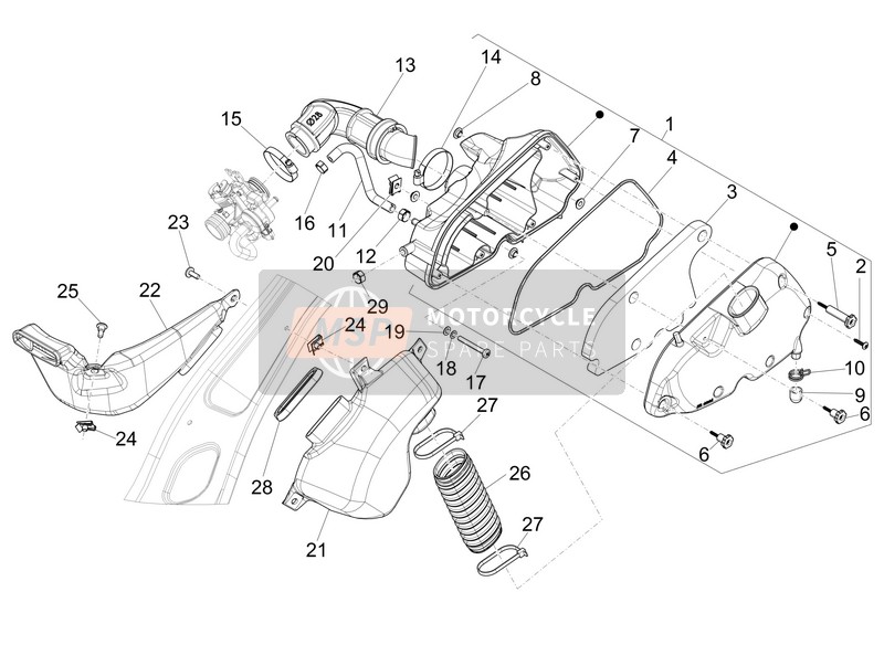 Vespa 150 Sprint 4T 3V ie (USA) 2015 Filtro dell'aria per un 2015 Vespa 150 Sprint 4T 3V ie (USA)