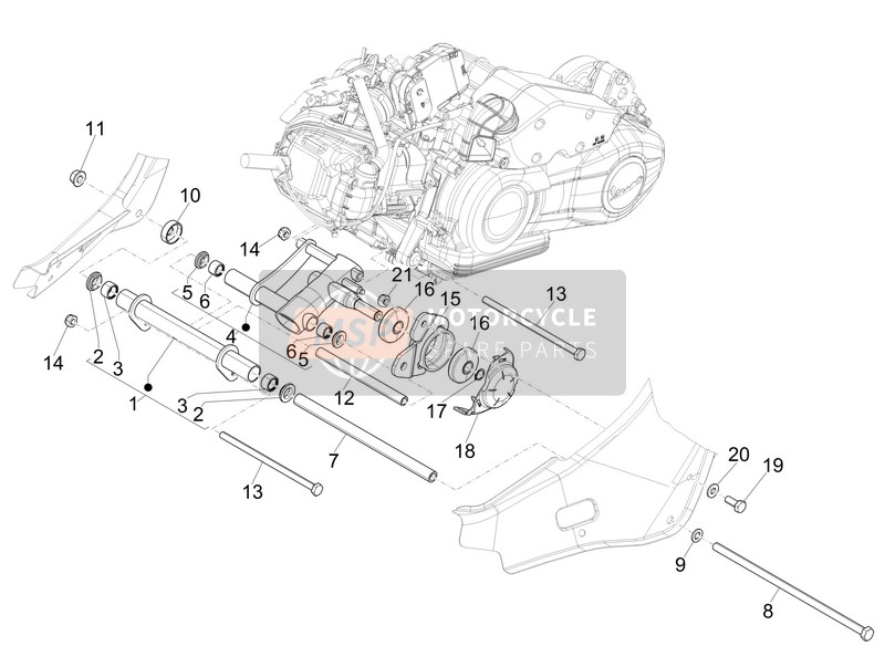 5A000485, Complete Swinging Arm On Engine Side, Piaggio, 0