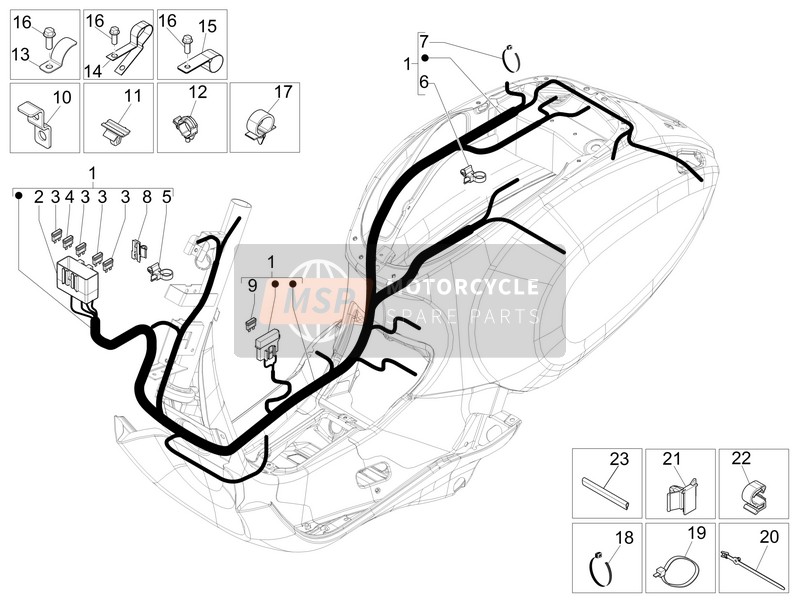 Vespa 150 Sprint 4T 3V ie (Vietnam) 2015 Cablaggio principale per un 2015 Vespa 150 Sprint 4T 3V ie (Vietnam)