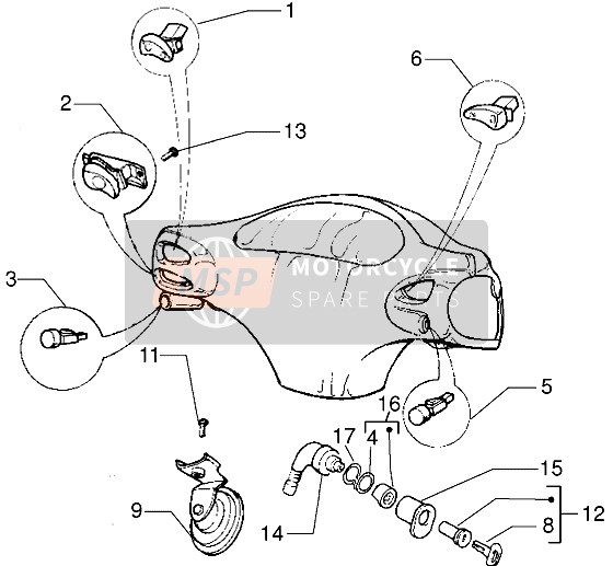 294877, Deviateur Code Phare, Piaggio, 2