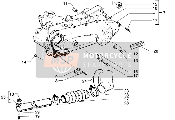 969211, Transmissiedeksel Met U.P., Piaggio, 1