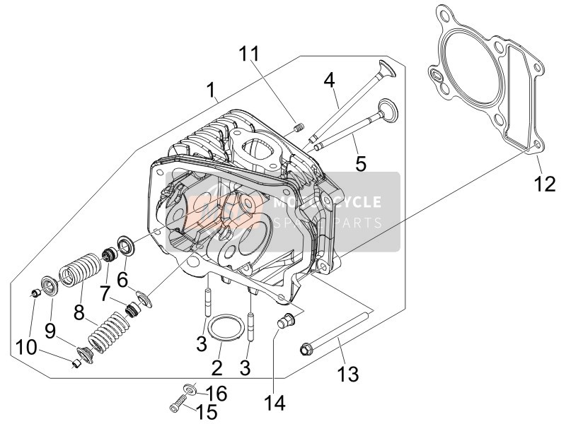 Vespa 50 4T-2V 52kmh (B-NL) 2015 Capo unità - Valvola per un 2015 Vespa 50 4T-2V 52kmh (B-NL)