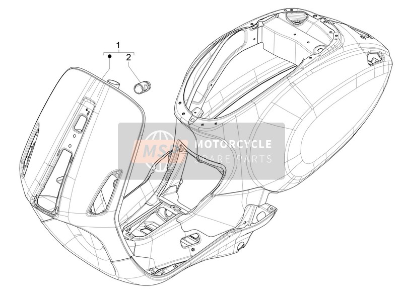 Vespa 50 4T-2V 52kmh (B-NL) 2014 Frame/Kuipwerk voor een 2014 Vespa 50 4T-2V 52kmh (B-NL)