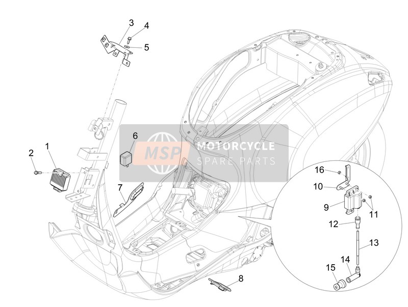 Vespa 50 4T-2V 52kmh (B-NL) 2015 Spannungsregler - Elektronische Steuereinheiten (ECU) - Zündspule für ein 2015 Vespa 50 4T-2V 52kmh (B-NL)