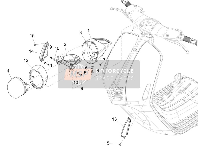 Vespa 946 125 4T 3V ABS 2014 Front Headlamps - Turn Signal Lamps for a 2014 Vespa 946 125 4T 3V ABS
