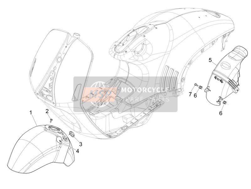 Vespa 946 125 4T 3V ABS ARMANI 2015 Logement de roue - Garde-boue pour un 2015 Vespa 946 125 4T 3V ABS ARMANI