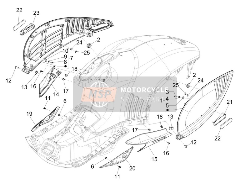 Vespa 946 150 4T 3V ABS ARMANI (ASIA) 2015 Coperchio laterale - Spoiler per un 2015 Vespa 946 150 4T 3V ABS ARMANI (ASIA)