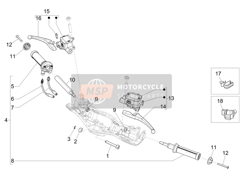 Vespa 946 150 4T 3V ABS ARMANI (ASIA) 2017 Guidon - Maître cil. pour un 2017 Vespa 946 150 4T 3V ABS ARMANI (ASIA)