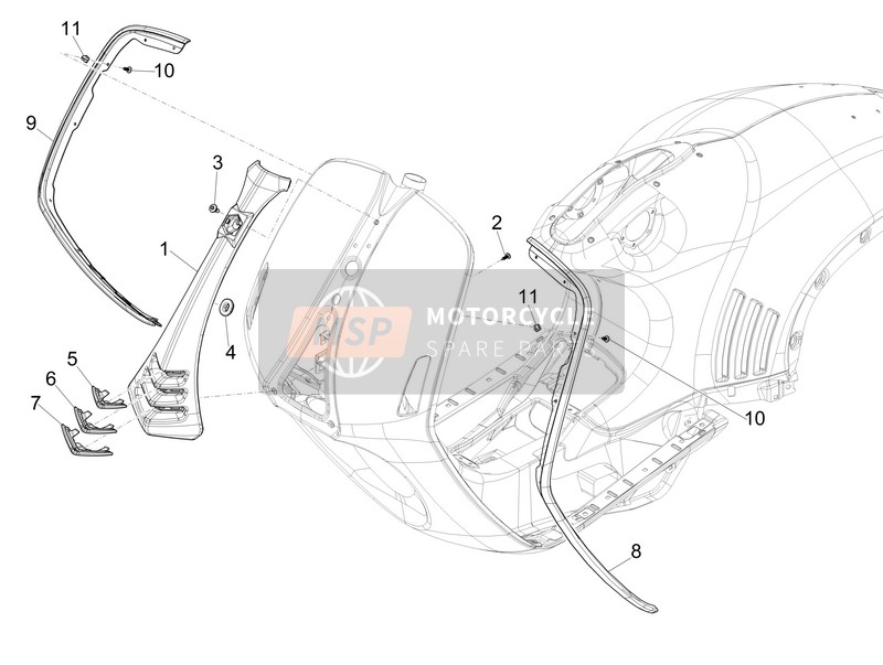 Vespa 946 150 4T 3V ABS ARMANI (USA) 2015 Escudo frontal para un 2015 Vespa 946 150 4T 3V ABS ARMANI (USA)