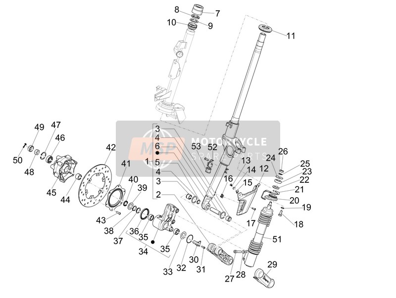 Vespa 946 150 4T 3V ABS ARMANI (USA) 2015 Fourchette/Tube de direction - Unité de roulement de direction pour un 2015 Vespa 946 150 4T 3V ABS ARMANI (USA)