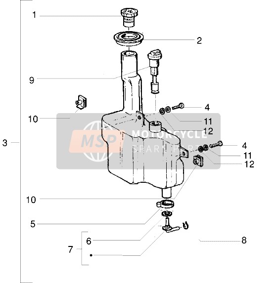 Vespa ET2 Iniezione 1999 Öltank für ein 1999 Vespa ET2 Iniezione