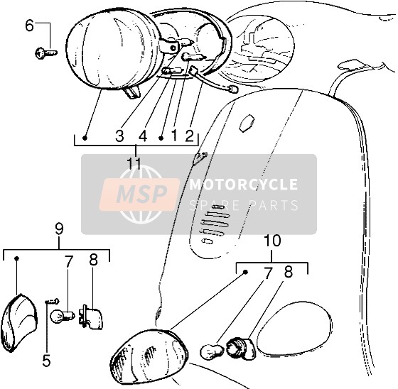 Vespa ET4 125 1996 Lampe frontale pour un 1996 Vespa ET4 125