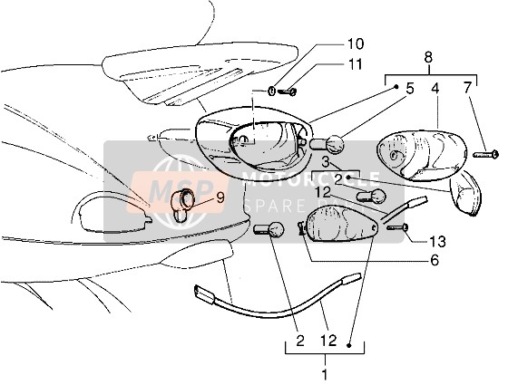 Vespa ET4 125 1997 Luz trasera trasera para un 1997 Vespa ET4 125