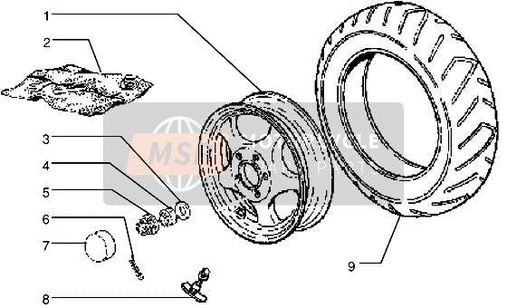 Vespa ET4 125 1997 Ruota posteriore per un 1997 Vespa ET4 125