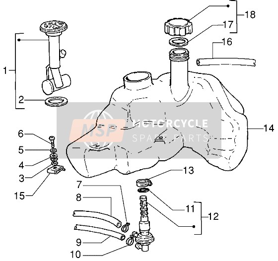 Vespa ET4 125 1999 Réservoir d'essence pour un 1999 Vespa ET4 125