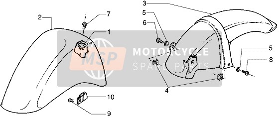 Vespa ET4 125 1998 Schlammschutz vorne und hinten für ein 1998 Vespa ET4 125