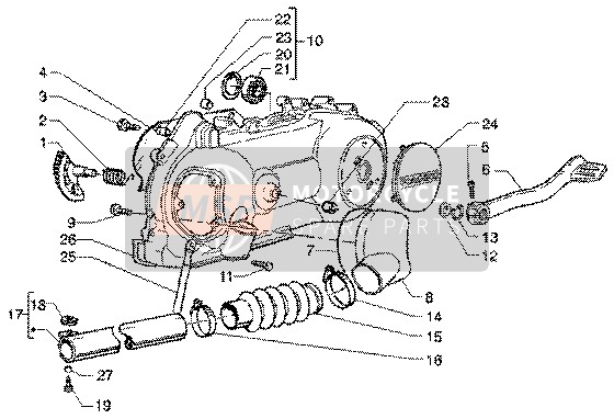 Vespa ET4 125 Leader 2001 Coup de pied-Refroidissement du carter pour un 2001 Vespa ET4 125 Leader