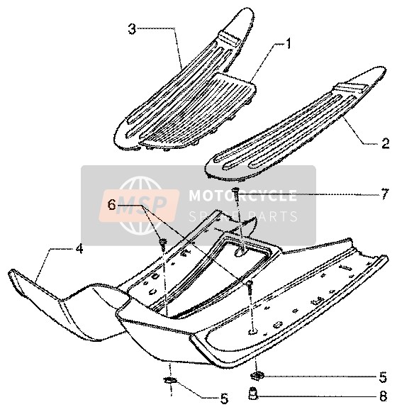 Vespa ET4 150 Leader 2000 Repose pieds-Tapis en caoutchouc pour un 2000 Vespa ET4 150 Leader