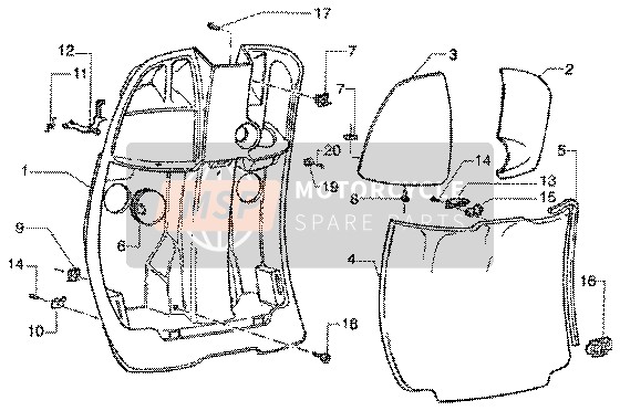 Vespa ET4 150 Leader 2001 Scomparto anteriore per guanti per un 2001 Vespa ET4 150 Leader