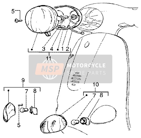 Vespa ET4 50 2002 Lampe frontale pour un 2002 Vespa ET4 50