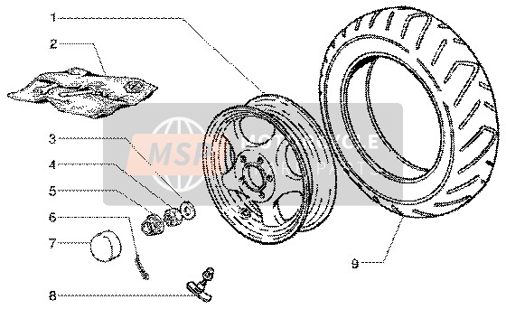 Vespa ET4 50 2002 Rear Wheel for a 2002 Vespa ET4 50