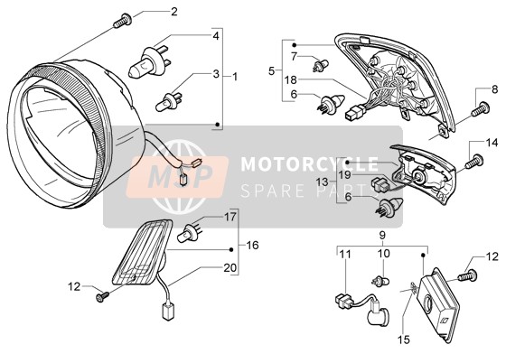 Vespa Granturismo 125 L 2006 Feux avant-Feux arrière pour un 2006 Vespa Granturismo 125 L